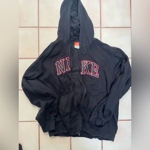 Vintage Nike zip up hooded sweatshirt black and red size XL